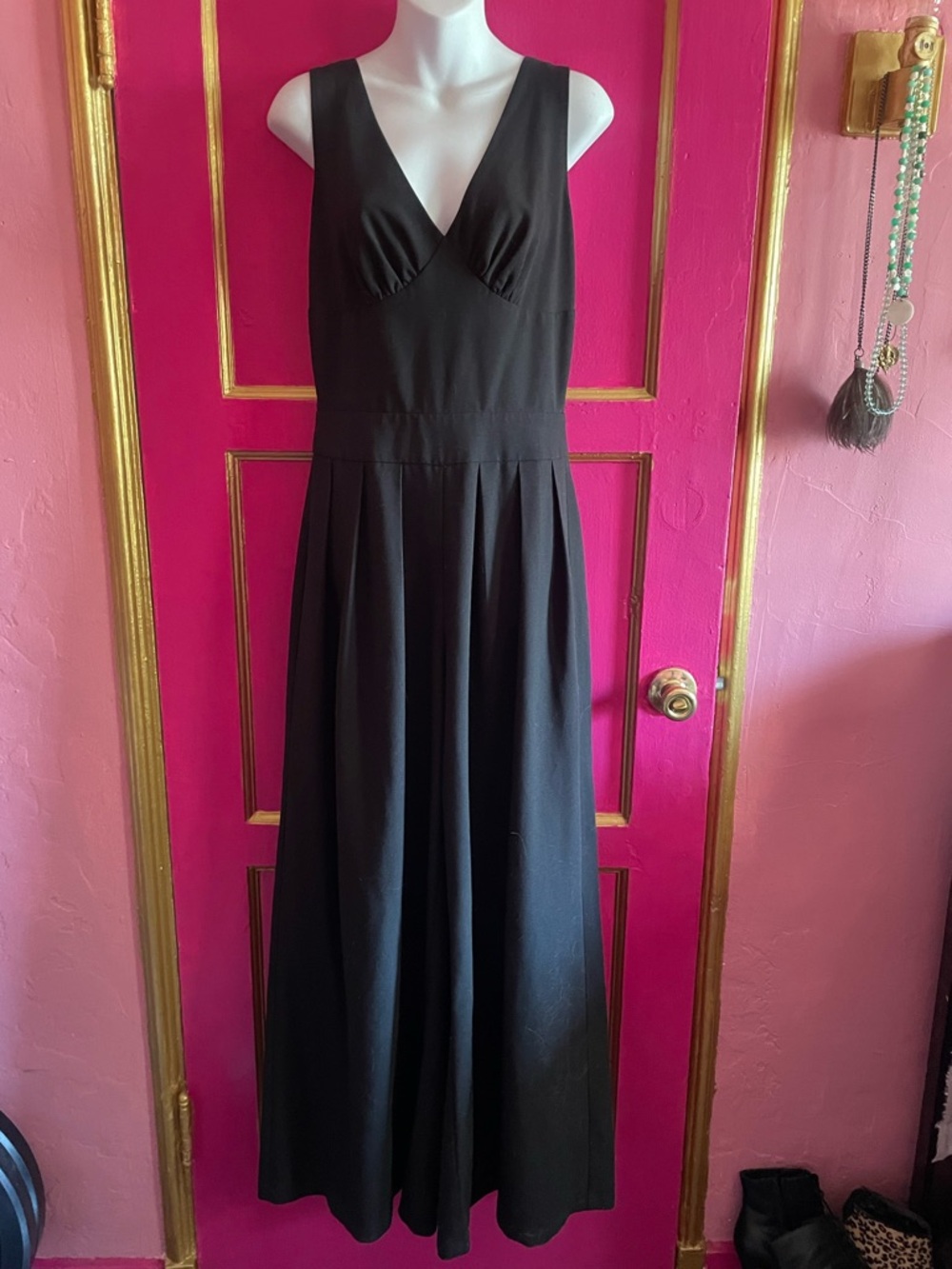 Voodoo Vixen 1940’s style retro Black wide leg jumpsuit size M